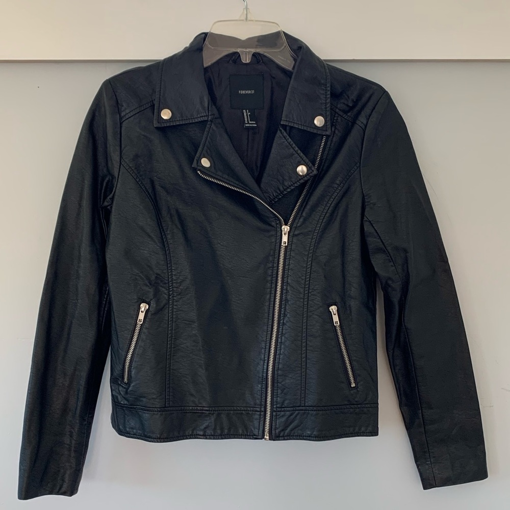 Forever 21, black with silver zippers, Moto jacket